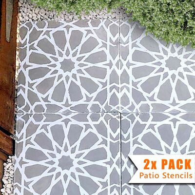 Zagora Patio Stencil - Square Slabs - 450mm - 4x Small Pattern / 2 pack (2 stencils)