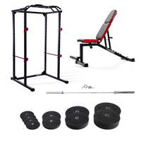 Viavito Home Gym and 130kg Rubber Crumb Bumper Olympic Weight Set