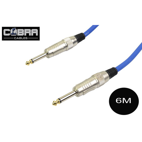 1/4"  (6.35mm) Mono Jack to Jack Cable Blue 6m