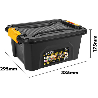 Heavy Duty Polypropylene Storage Box with Clip on Lid - 12 Litre