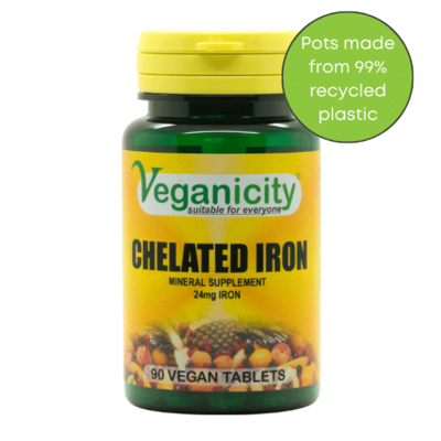 Chelated Iron 24mg Capsules | Vegan Supplement Store | FREE Shipping