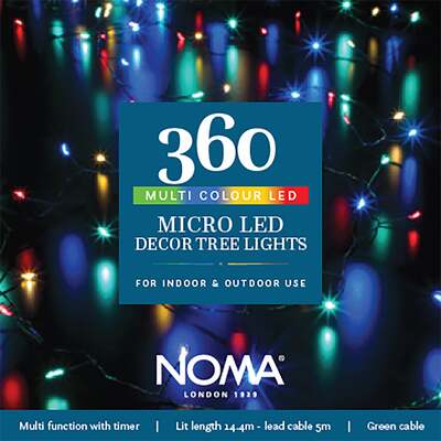 Noma Multicoloured Micro Decor Christmas Tree Lights With Green Wire - 360, 480, 720, 360 Bulbs