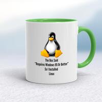 The Box Said Requires Windows 95 So I Installed Linux Mug – White/Green, 10oz