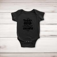 Today I Choose To Be A Unicorn Babygrow – Black, 0-3 Months