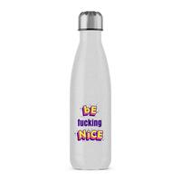 Be Fucking Nice Water Bottle – Silver Glitter, One