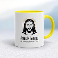 Jesus Is Coming Mug – White/Yellow, 10oz
