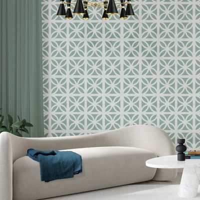 Geometric Breeze Wallpaper High Tide Aqua - Mini Moderns MMTLG03HT
