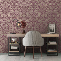 Image of Glistening Mirrored Floral Wallpaper Red Holden 13420