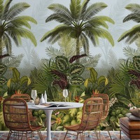 Image of Raffia Wallpaper Green Jungle Mural Grandeco JF6001