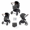 Image of Ickle Bubba Cosmo All in One i-Size Travel System with ISOFIX Base (Frame: Black, Fabric Colour: Graphite Grey, Handle Bars: Tan)