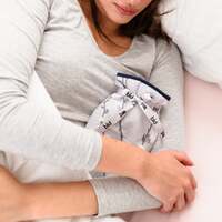 Small Hot Water Bottle & Padded Cover – Grey & White Buds