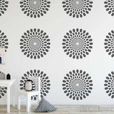 Geometric Modern Flower Large Reusable Wall Stencil - XL - A x B  60.4 x 60.4cm (20 x 20 inches)