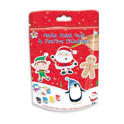 Pack Of FOUR Make & Paint Your Own Christmas Plaster Figures
