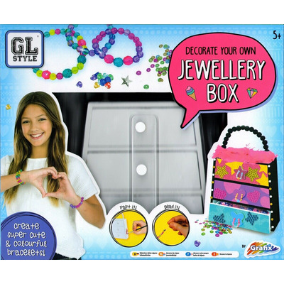 Make & Decorate Paint Your Own Wooden Jewellery Box Chest Craft Play Set