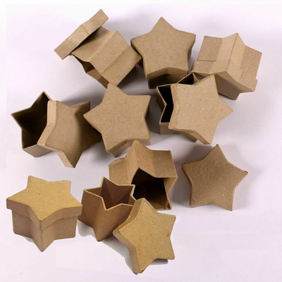 Pack of TEN 8cm Star Shaped Paper Mache Cardboard Boxes