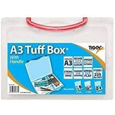 A3 Clear Plastic Tuff Box Folder - Red Handle