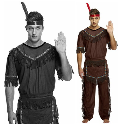 Mens Native Red Indian Fancy Dress Costume - Size Large
