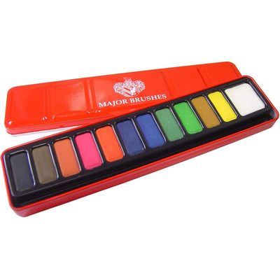 12 Assorted Colour Watercolour Paints Blocks In Tin