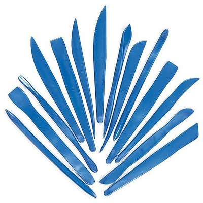 Pack of 14 Assorted Blue Plastic Clay Pottery Tools