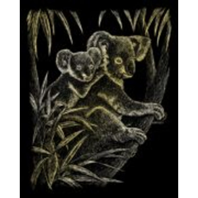 Koala Bears Gold Foil Regular Size Engraving Art Scraperfoil