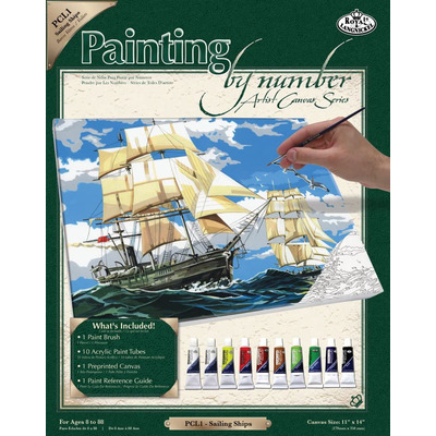 A3 Canvas Painting By Numbers Kit - Sailing Ships PCL1