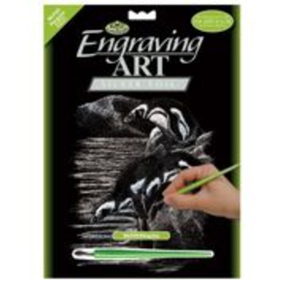Penguins Silver Regular Size Engraving Art Scraperfoil