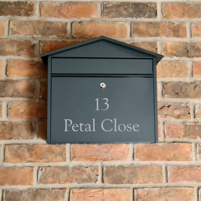 Steel Personalised Letterbox in Anthracite Grey - The Cadiz