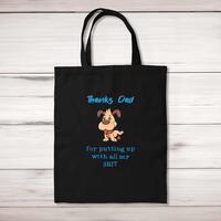 Thanks Dad – All My Shit Tote Bag – Black, One