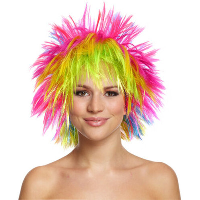 80’s Rainbow Punk Multi Coloured Neon Fancy Dress Wig