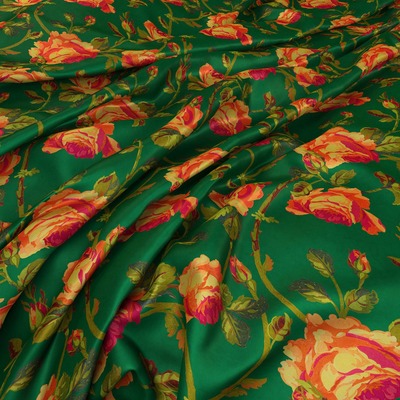 Paloma Home Oriental Floral Emerald Fabric ORF/EME/15000FA - By The Metre