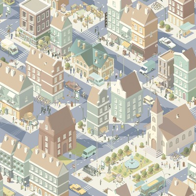 My Kingdom City Life Blue & Duck Egg Wallpaper Muriva L97611
