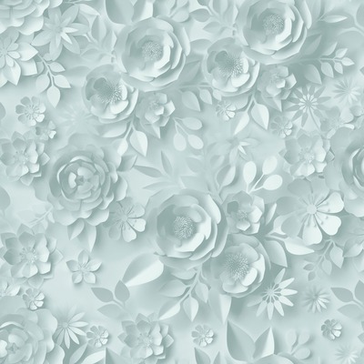 My Kingdom Origami Flowers Duck Egg Wallpaper Muriva M44604
