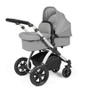 Image of Ickle Bubba Stomp Luxe All in One i-Size Travel System with ISOFIX Base (Frame: Silver, Fabric Colour: Pearl Grey, Handle Bars: Black)