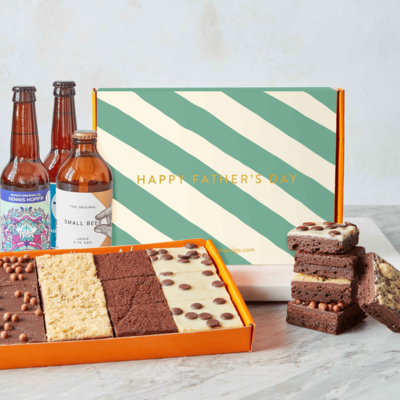Father’s Day Nut-Free Brownies & Beer Gift Hamper - 24 Pieces &pipe; Hamper Gifts Delivered By Post &pipe; UK