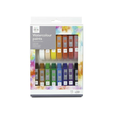 Pack of 15 Assorted Colours 10ml Paints - Watercolour