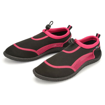 Mens Womans Child Adult Pool Beach Water Aqua Shoes Trainers - Pink & Black - Junior Size UK 4/EU 37