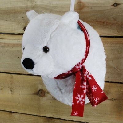 Musical Moving & Singing Polar Bear Head Christmas Decoration