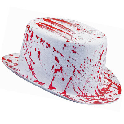Adult Blood Splattered White Top Hat Halloween Fancy Dress