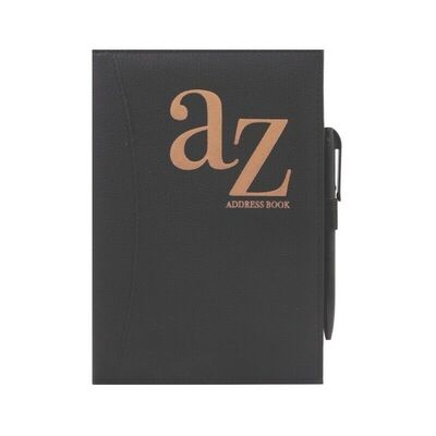 A5 A-Z Index Address Book Telephone With Pen - Black