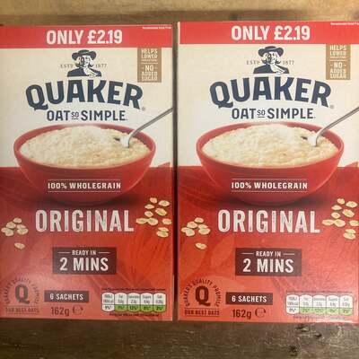 12x Quaker Oat So Simple Original Porridge Sachets (2 Packs of 6x27g)