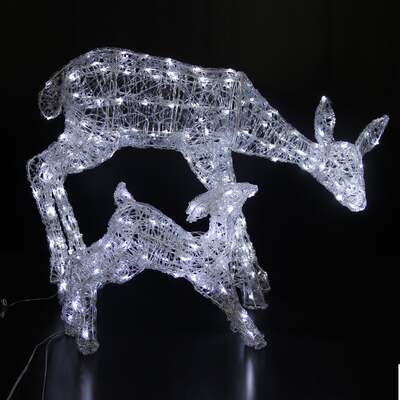 Christmas Reindeer Lights - 1M Soft Acrylic Light Up Mother & Baby with 250 White LEDs