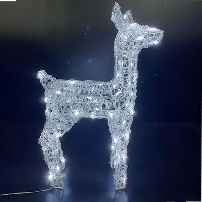 Christmas Reindeer Lights - 60CM Soft Acrylic Light Up Baby Fawn with 90 White LEDs