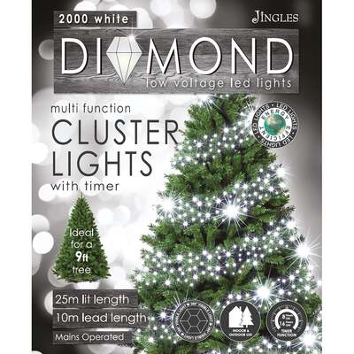 White LED Multi-Function Christmas Cluster Lights - 720 & 2000, 720 LEDs