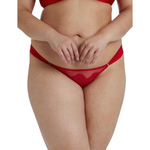 Playful Promises Anneliese Satin Brazilian Curve Brief - Red