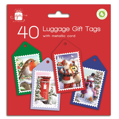 40 Traditional Christmas Gift Present Tags Labels With Silver Cord