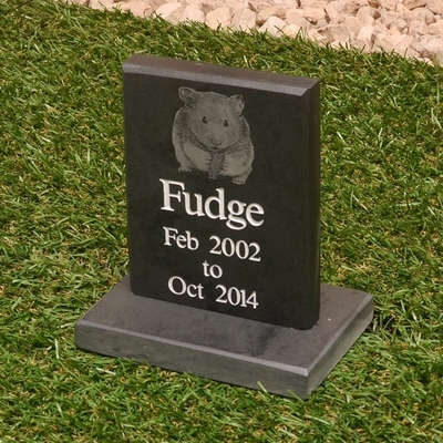 Slate Headstone on a Plinth with Photo, Small 14 x 11cm