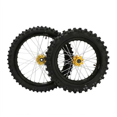 Pit Bike Gold CNC Wheel Set with Kenda Tyres & SDG Hubs - 17’’F / 14’’R