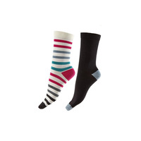 Image of Pretty Polly Bamboo Socks 2-Pack Narrow Stripe Socks