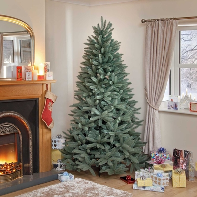 9.75ft Blue/Green Louise Fir Luxury Premium PE Christmas Tree