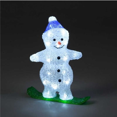 29cm Acrylic Snowboarding Snowman with 30 Ice White LEDs